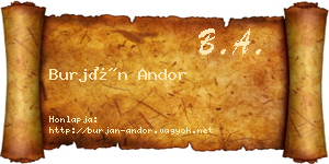 Burján Andor névjegykártya