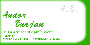 andor burjan business card